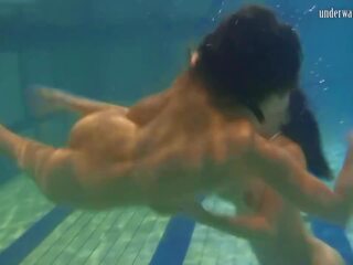 Watch how charming they are naked in the swimming pool
