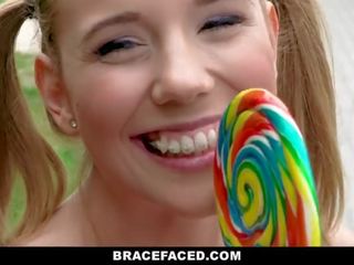 Bracefaced - pretty schoolgirl With Braces Gets Cum All Over