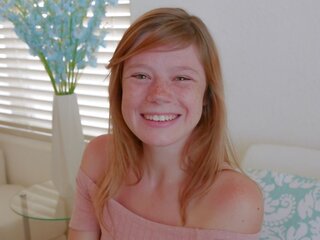 Delightful Teen Redhead with Freckles Orgasms During Casting