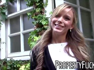Real Estate Agent with Tight Petite Body Fucks Pervert Client with Camera
