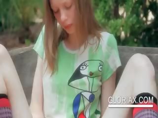Teen x rated clip Doll Gloria Fingering Tiny Cunt Outdoor