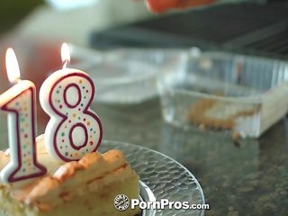 PornPros - Cassidy Ryan celebrates her 18th birthday with cake and penis