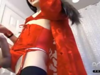 Red lingerie Femboy huge manhood Online