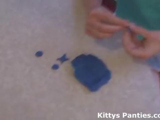 18 year old teen Kitty loves playing with playdough